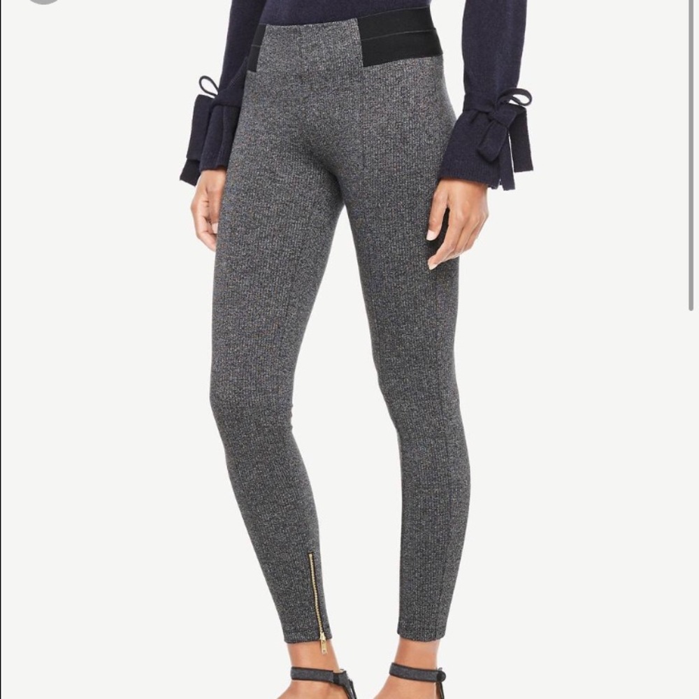 Ann Taylor Marled Knit Ankle Zip Leggings